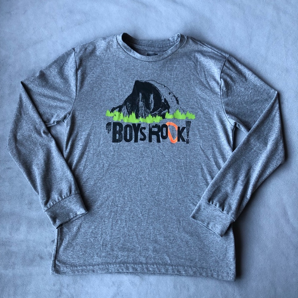 The North Face ~ “Boys Rock” Graphic Long Sleeve Tee~ Boys Medium 10-12